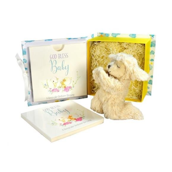 Baby Praying Musical Lamb and Prayer Book Gift Set in Keepsake Box,Baptism Gifts - Picture 5 of 6